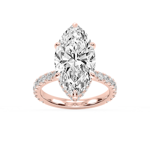 Michelle Round Lab Grown Diamond Pave Collar Claw Prong Side Stone Engagement Ring