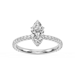 Michelle Round Lab Grown Diamond Pave Collar Claw Prong Side Stone Engagement Ring