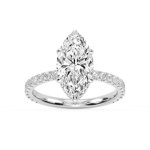 Michelle Round Lab Grown Diamond Pave Collar Claw Prong Side Stone Engagement Ring