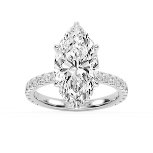 Michelle Round Lab Grown Diamond Pave Collar Claw Prong Side Stone Engagement Ring