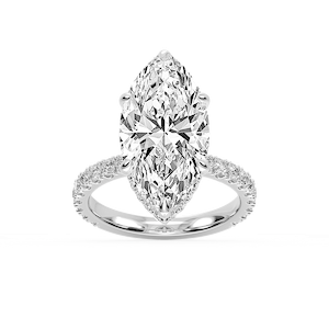 Michelle Round Lab Grown Diamond Pave Collar Claw Prong Side Stone Engagement Ring