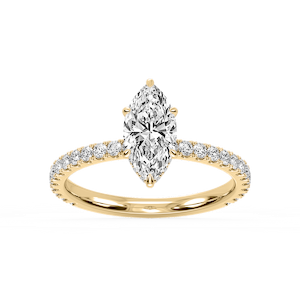Michelle Round Lab Grown Diamond Pave Collar Claw Prong Side Stone Engagement Ring