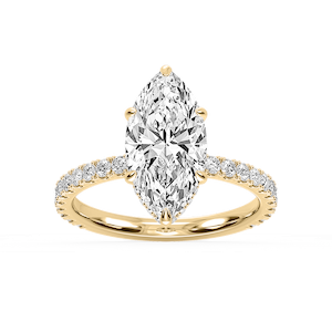 Michelle Marquise Lab Grown Diamond Pave Collar Claw Prong Side Stone Engagement Ring