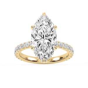 Michelle Round Lab Grown Diamond Pave Collar Claw Prong Side Stone Engagement Ring