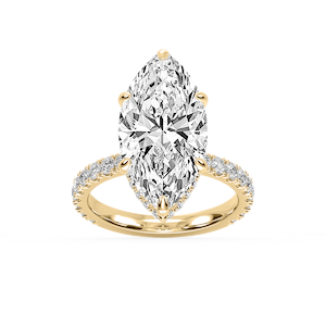Michelle Round Lab Grown Diamond Pave Collar Claw Prong Side Stone Engagement Ring
