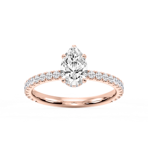 Michelle Pear Lab Grown Diamond Pave Collar Claw Prong Side Stone Engagement Ring