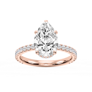 Michelle Pear Lab Grown Diamond Pave Collar Claw Prong Side Stone Engagement Ring
