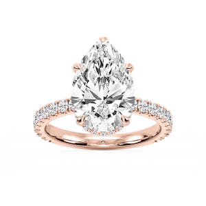 Michelle Pear Lab Grown Diamond Pave Collar Claw Prong Side Stone Engagement Ring
