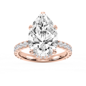 Michelle Pear Lab Grown Diamond Pave Collar Claw Prong Side Stone Engagement Ring