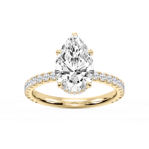 Michelle Pear Lab Grown Diamond Pave Collar Claw Prong Side Stone Engagement Ring