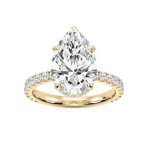 Michelle Pear Lab Grown Diamond Pave Collar Claw Prong Side Stone Engagement Ring