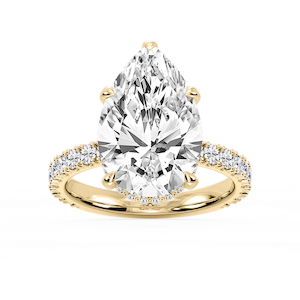 Michelle Pear Lab Grown Diamond Pave Collar Claw Prong Side Stone Engagement Ring
