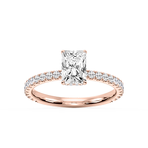 Michelle Radiant Lab Grown Diamond Pave Collar Claw Prong Side Stone Engagement Ring