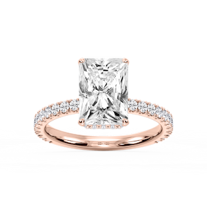 Michelle Radiant Lab Grown Diamond Pave Collar Claw Prong Side Stone Engagement Ring