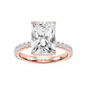 Michelle Radiant Lab Grown Diamond Pave Collar Claw Prong Side Stone Engagement Ring