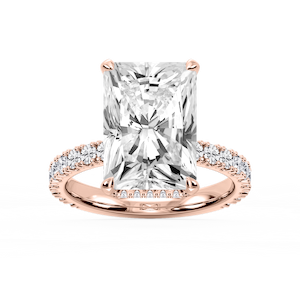 Michelle Radiant Lab Grown Diamond Pave Collar Claw Prong Side Stone Engagement Ring