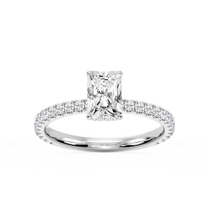 Michelle Radiant Lab Grown Diamond Pave Collar Claw Prong Side Stone Engagement Ring