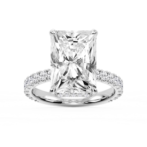 Michelle Radiant Lab Grown Diamond Pave Collar Claw Prong Side Stone Engagement Ring