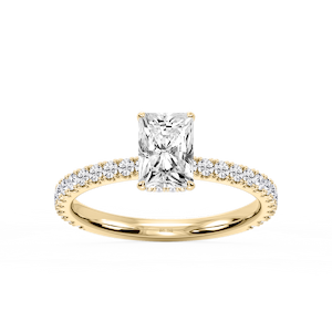 Michelle Radiant Lab Grown Diamond Pave Collar Claw Prong Side Stone Engagement Ring