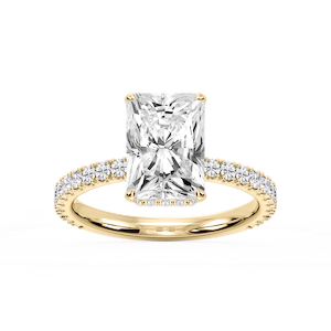 Michelle Radiant Lab Grown Diamond Pave Collar Claw Prong Side Stone Engagement Ring
