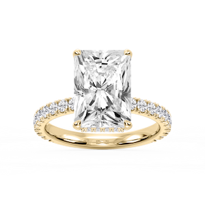Michelle Radiant Lab Grown Diamond Pave Collar Claw Prong Side Stone Engagement Ring
