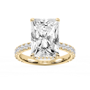 Michelle Radiant Lab Grown Diamond Pave Collar Claw Prong Side Stone Engagement Ring