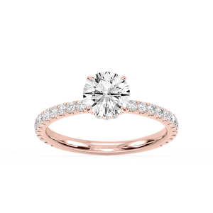 Michelle Round Lab Grown Diamond Pave Collar Claw Prong Side Stone Engagement Ring
