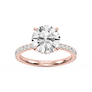 Michelle Round Lab Grown Diamond Pave Collar Claw Prong Side Stone Engagement Ring