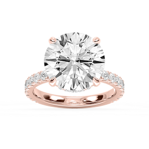 Michelle Round Lab Grown Diamond Pave Collar Claw Prong Side Stone Engagement Ring