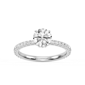 Michelle Round Lab Grown Diamond Pave Collar Claw Prong Side Stone Engagement Ring
