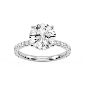 Michelle Round Lab Grown Diamond Pave Collar Claw Prong Side Stone Engagement Ring