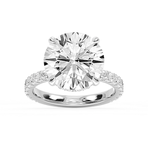 Michelle Round Lab Grown Diamond Pave Collar Claw Prong Side Stone Engagement Ring