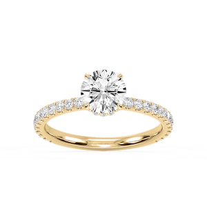 Michelle Round Lab Grown Diamond Pave Collar Claw Prong Side Stone Engagement Ring