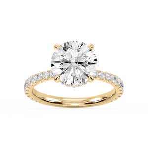 Michelle Round Lab Grown Diamond Pave Collar Claw Prong Side Stone Engagement Ring