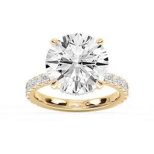 Michelle Round Lab Grown Diamond Pave Collar Claw Prong Side Stone Engagement Ring