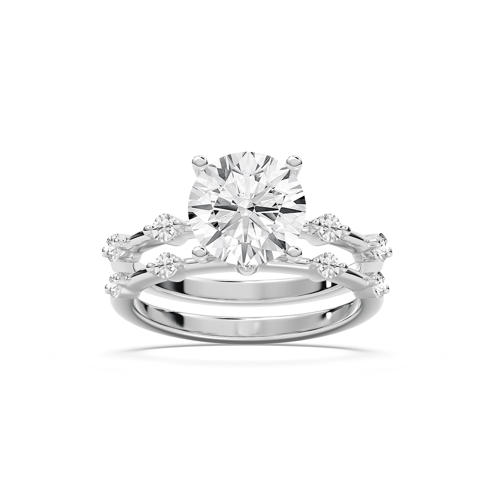 Mila 2 ⅞ ctw Round Lab Grown Diamond Station Wedding Set