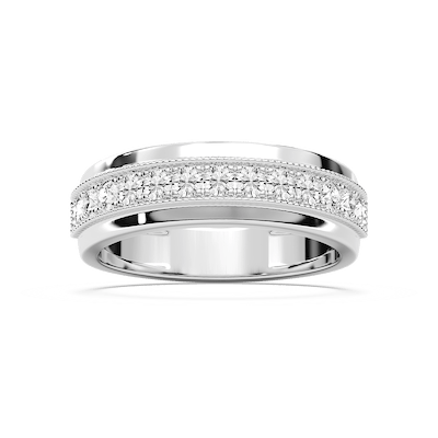 Louis 3/4 ctw Round Lab Grown Diamond 4.35mm Milgrain Channel Mens Wedding Band