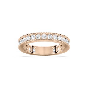 Drew 1 ctw Round Lab Grown Diamond Milgrain Three Quarter Eternity Band