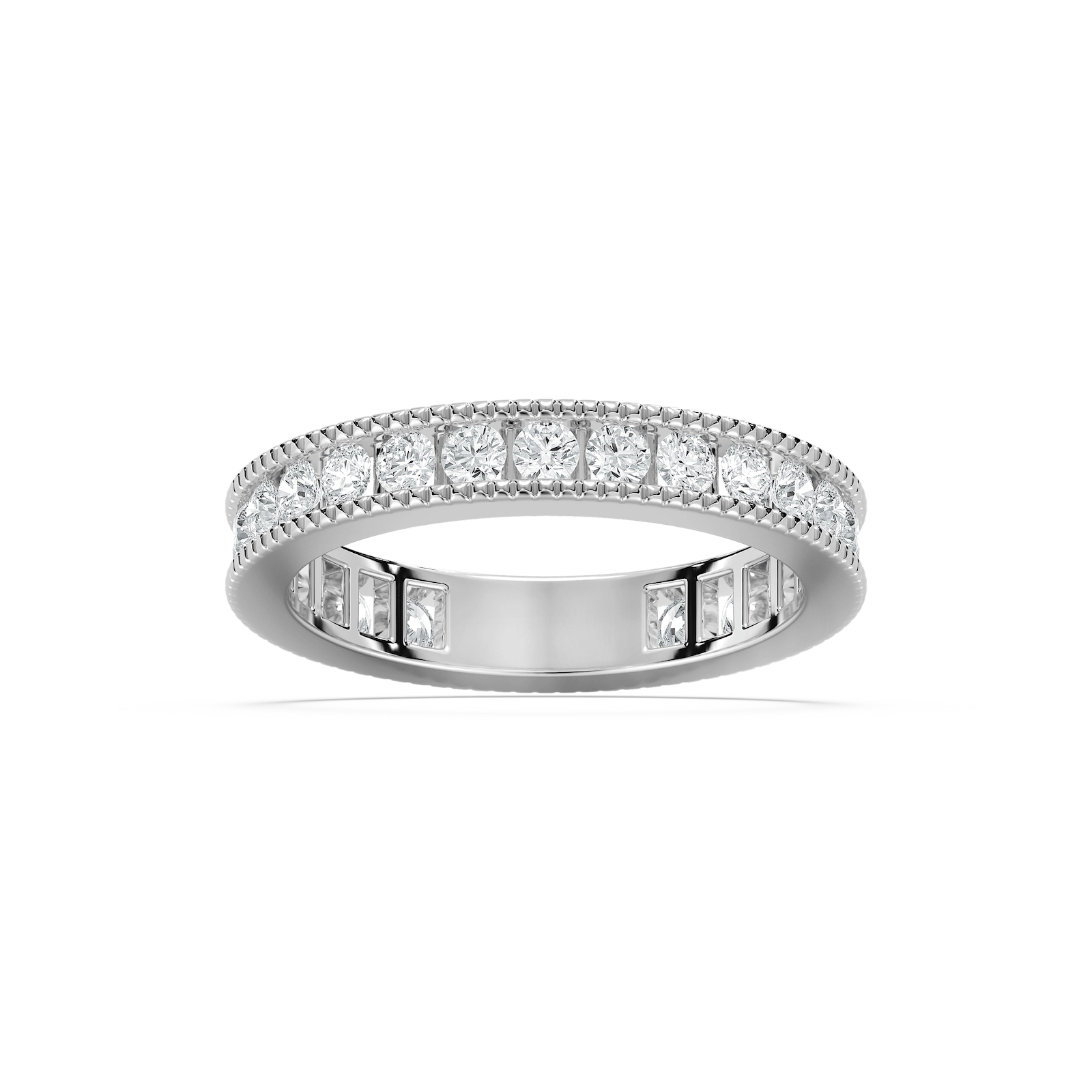 Drew 1 ctw Round Lab Grown Diamond Milgrain Three Quarter Eternity Band