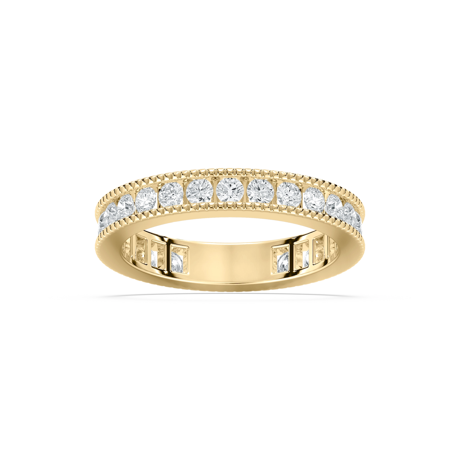 Drew 1 ctw Round Lab Grown Diamond Milgrain Three Quarter Eternity Band