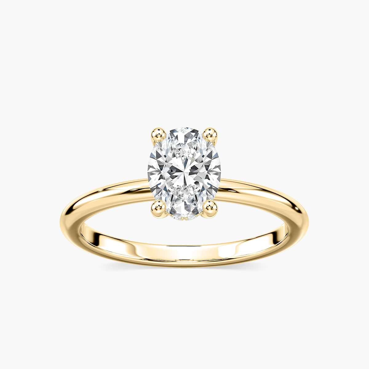 Millie Hidden Halo Engagement Ring with 4.99ct Oval Cut Lab-Grown Diamonds in 14K Yellow Gold
