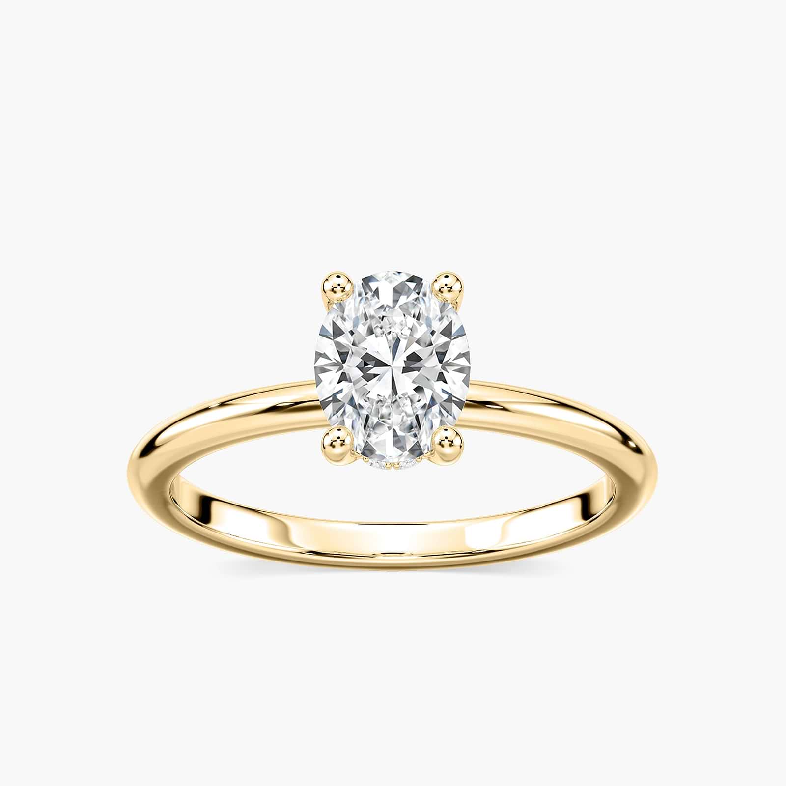 Millie Hidden Halo Engagement Ring with 4.99ct Oval Cut Lab-Grown Diamonds in 14K Yellow Gold