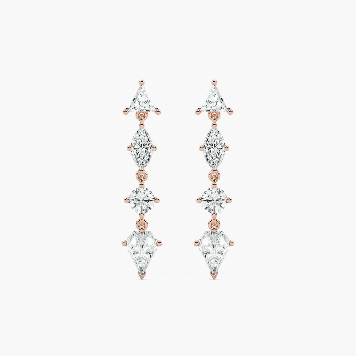 3 ³/₄ ctw Triangle, Marquise, Shield, and Round Lab Grown Diamond Dangle Earrings
