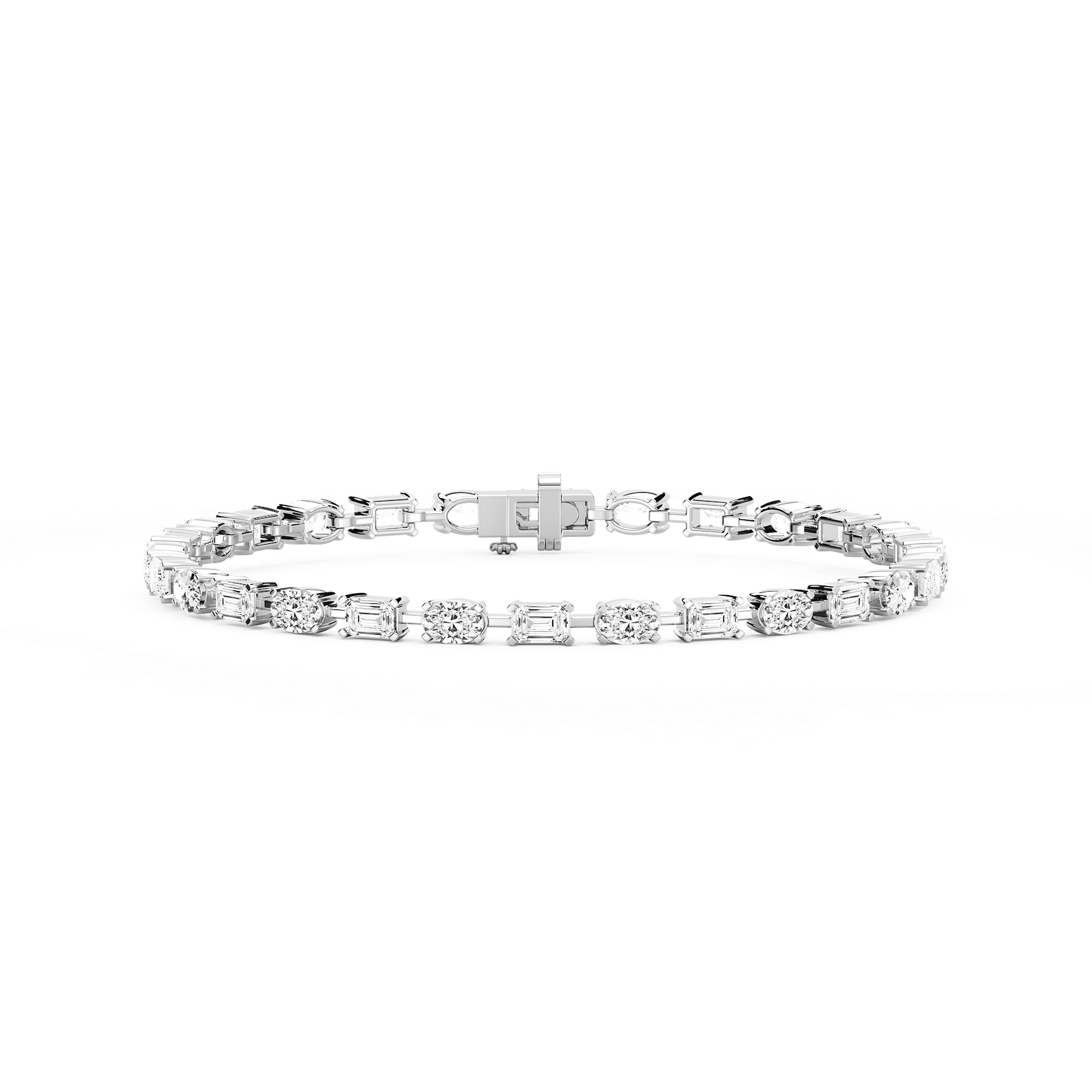 7 ctw Emerald and Oval Lab Grown Diamond Bar Link Tennis Bracelet  - 7 Inches