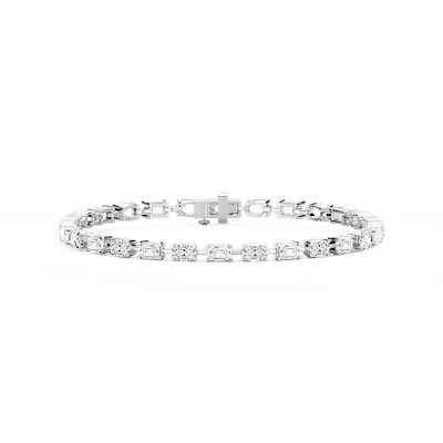 7 ctw Emerald and Oval Lab Grown Diamond Bar Link Tennis Bracelet  - 7 Inches