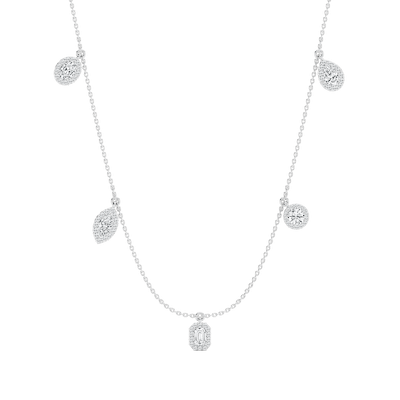 2 ctw Multi-Shape Lab Grown Diamond Halo Station Necklace - 18 Inches