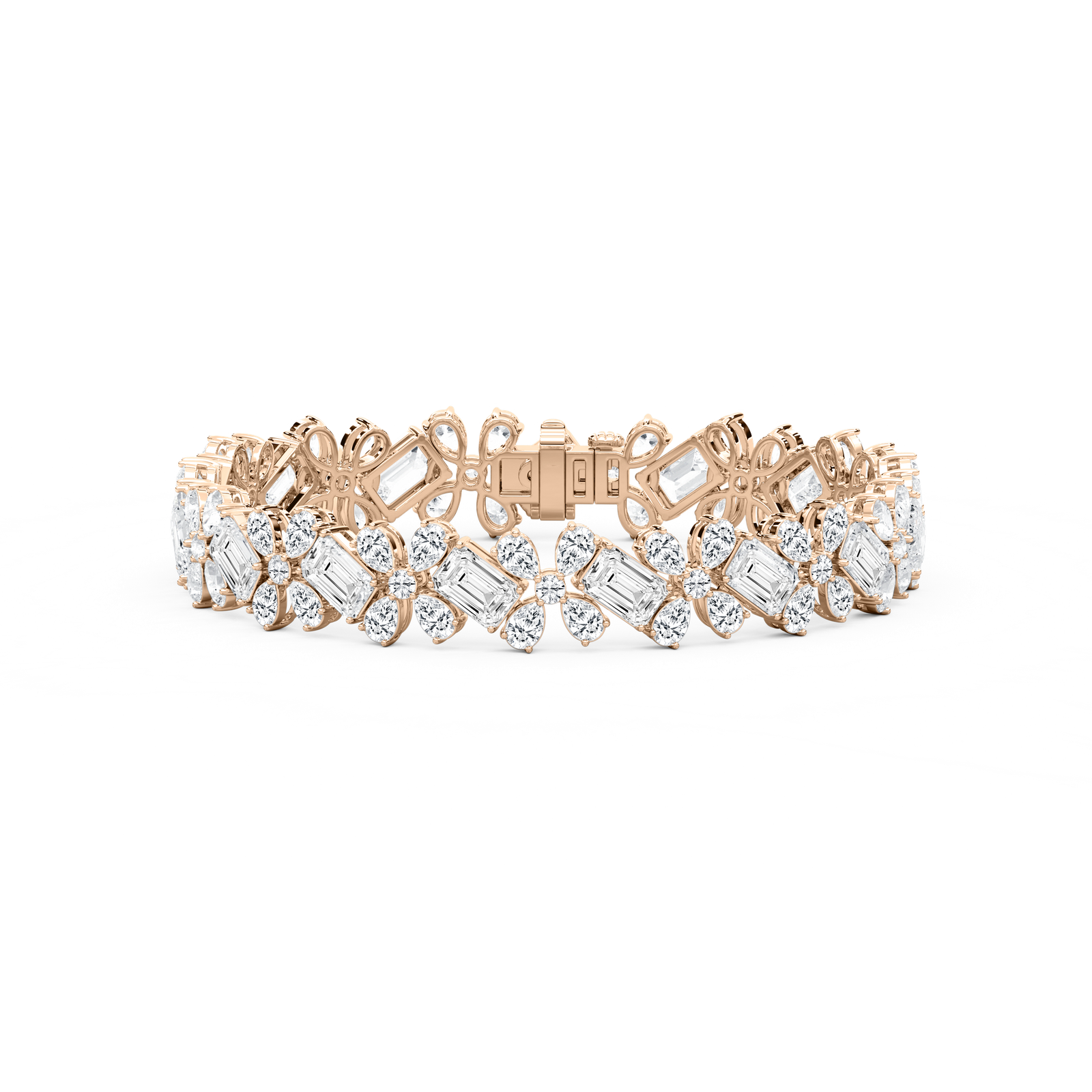 24 ⁵⁄₈ ctw Round, Emerald and Pear Lab Grown Diamond Floral Tennis Bracelet  - 7.15 Inches - Signature Collection