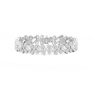 24 ⁵⁄₈ ctw Round, Emerald and Pear Lab Grown Diamond Floral Tennis Bracelet  - 7.15 Inches