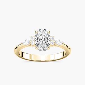 Clio Oval Lab Grown Diamond Arched Side Stone Engagement Ring