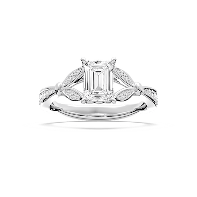 Nadine 1 ctw Emerald Lab Grown Diamond Floral Side Stone Engagement Ring